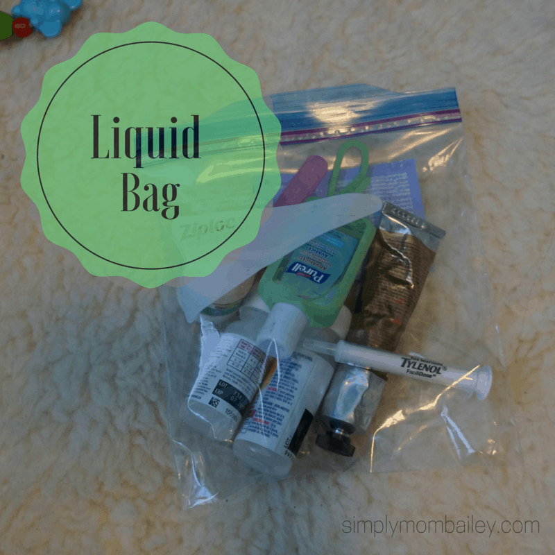 ziplock bag packed with liquids for airline travel