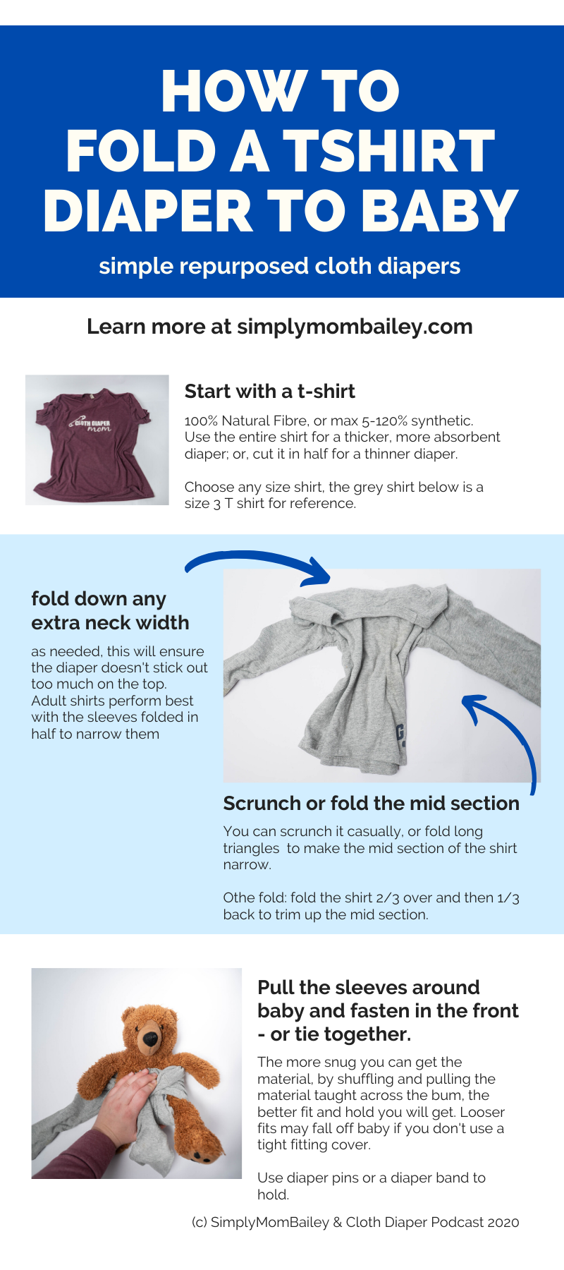 How to Fold a Tshirt onto Baby for a Diaper - Tshirt Diapers