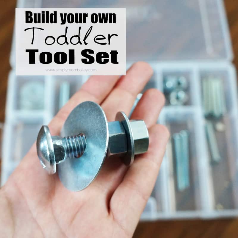 Skip the plastic toolkits with this DIY Toddler Tool Set using Real Tools - #toddlerplay #toys #diytoys - Toys for Toddlers - Fine Motor Skills - Pretend Play