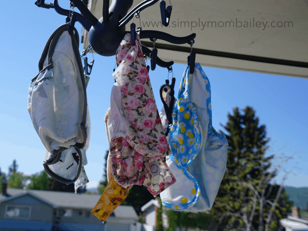 Cloth Diapers Drying Outsde for 2018 Flats Challenge