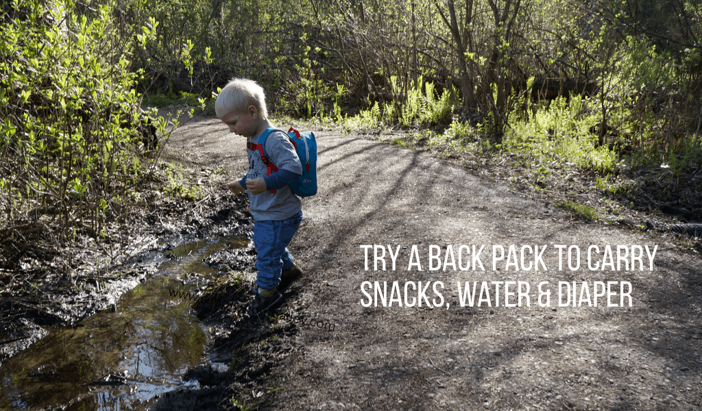 Hiking with Toddlers - Back pack with some emergency supplies