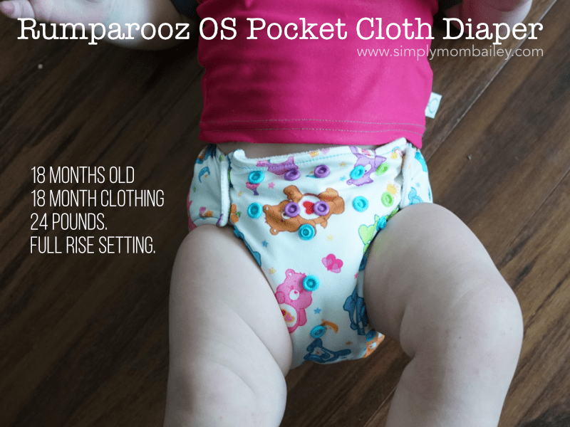 Rumparooz OS Pocket cloth Diaper fit on a 18 month old baby