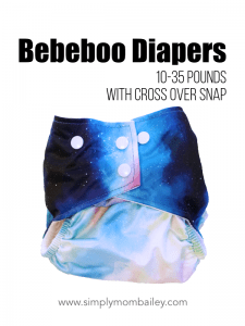Bebeboo Diapers has a cross over snap and fits down to 10 pounds and bigger