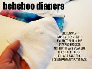 broken snap on bebeoo diapers